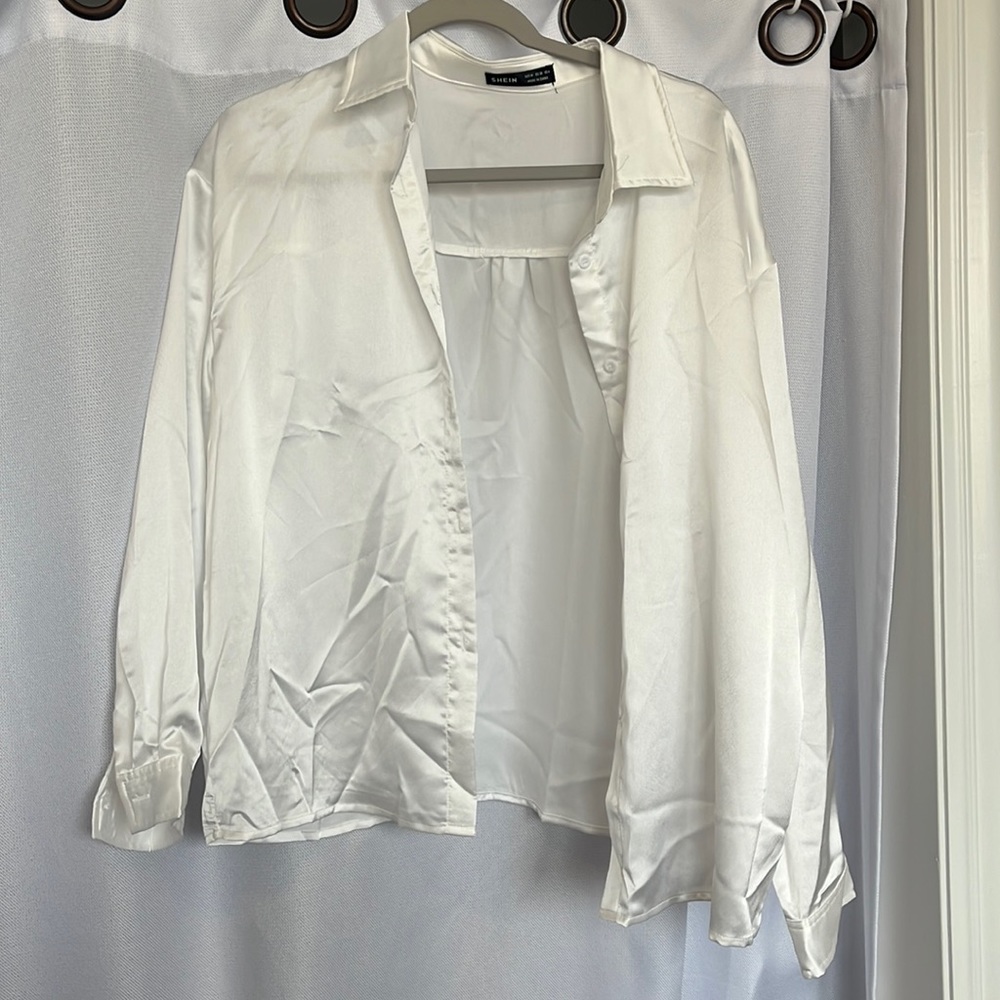Silky White Button Down Shirt